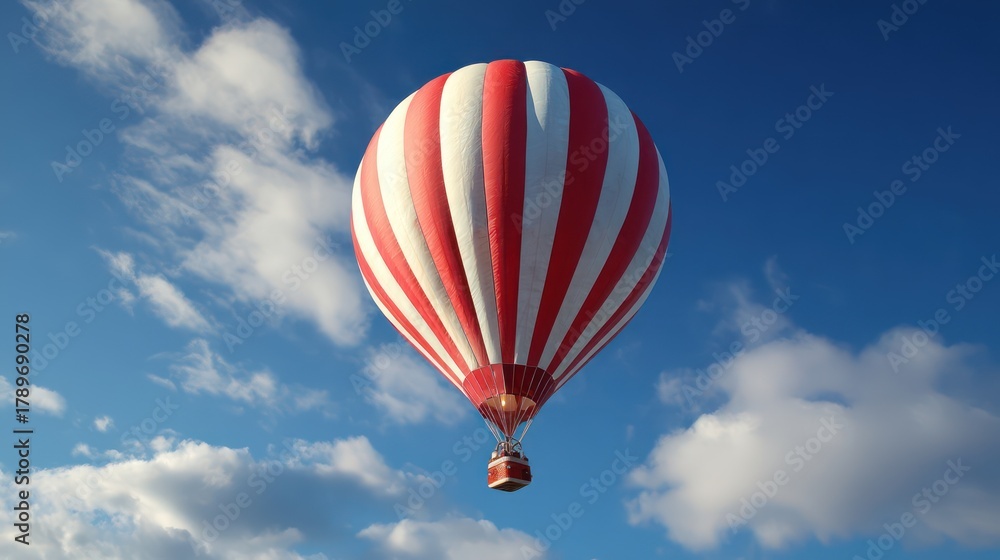 Obraz premium A hot air balloon floating against a clear blue sky fully decorated with the Austria flag stripes Soft