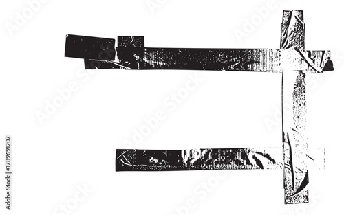 Distressed Rectangular Ink Frame with Rough Taped Edges and Negative Space