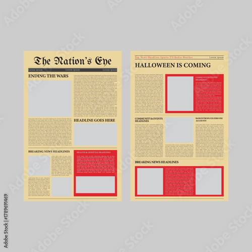 The newspaper template old style.newspaper template with text and picture placeholder.