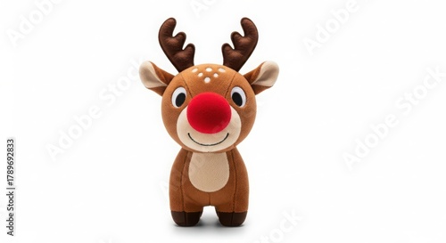 Cute knitted reindeer with red nose