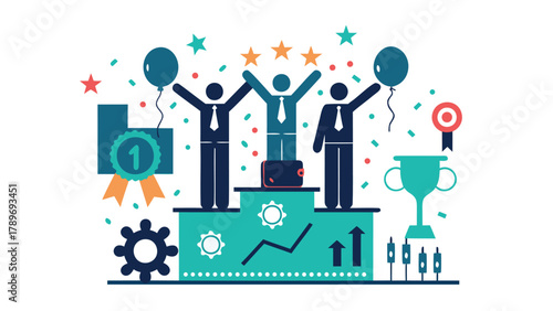 Diverse team celebrating a significant business achievement with vibrant confetti and a sense of accomplishment perfect for corporate success themes