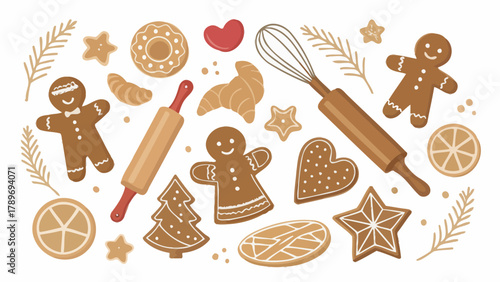 Whimsical gingerbread man and cookie silhouette collection for joyful baking and holiday crafting
