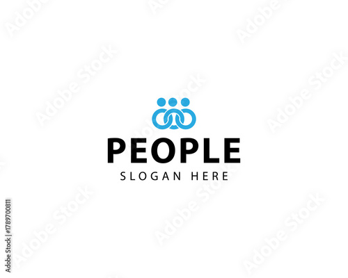 Vector people connect  logo design template. Line human resources label with people icons. Creative team illustration background. Together community concept idea