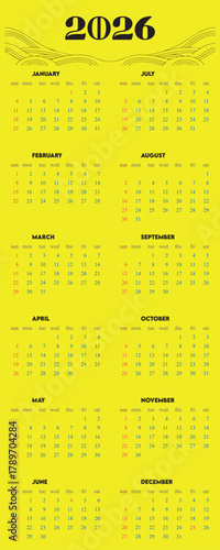 Plan Ahead with this Stylish 2026 Calendar Showing All Twelve Months, Perfect for Scheduling Events and Important Dates with a Modern Design