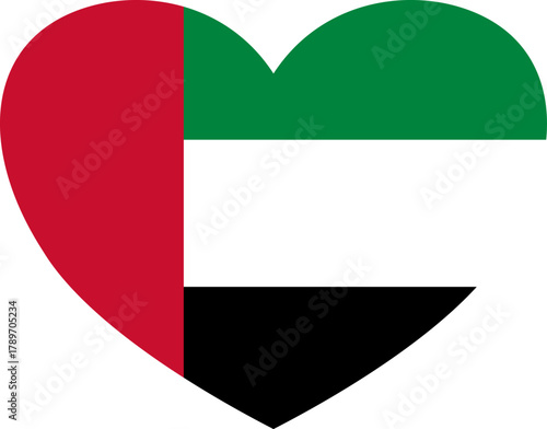 UAE flag decoration with shape love heart