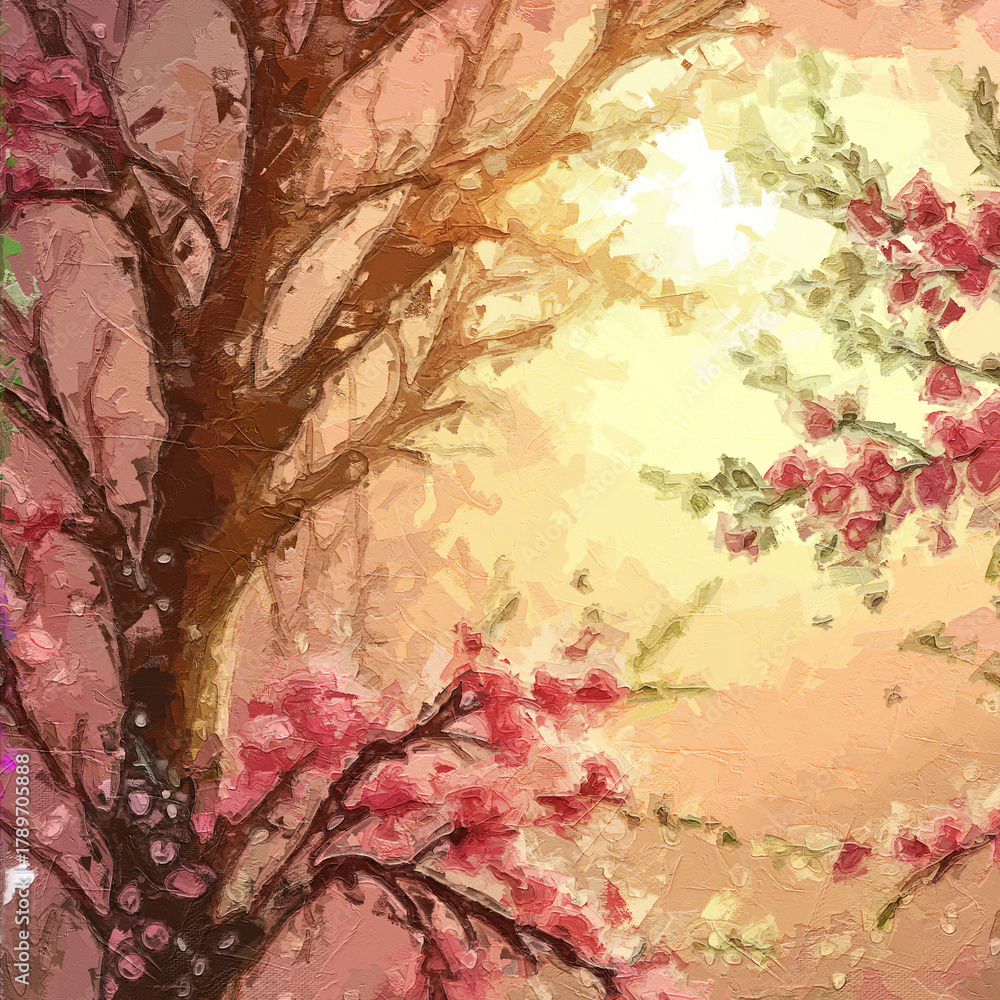 Fototapeta premium Various oil paintings, flowers, roses, peonies, landscapes, waterfalls, plum blossoms, streams, heavenly palaces, chrysanthemums