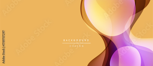 Abstract design features flowing shapes, warm colors. Gradient blends create dynamic visual effect. Minimalist style, modern aesthetic.