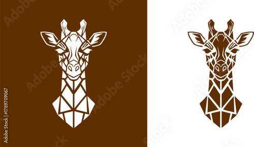 Logo Intricate polygonal giraffe head illustration, a modern design concept for wildlife branding, emblem creation, and sophisticated graphic identity, embodying elegance and contemporary style
