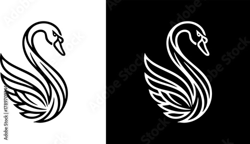 Elegant Swan Logo Design Vector Illustration