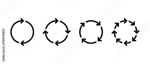 Sync, Loop arrow icon set. Refresh and repeat symbol. Synchronization and reload sign