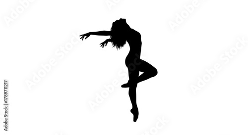 Elegant ballerina silhouette striking a beautiful pose against a clean white background, perfect for dance studios or fitness promotions