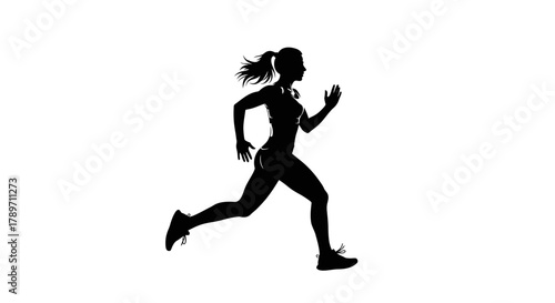 Powerful silhouette of a woman athlete running with determination, conveying health, fitness, and athletic lifestyle for sports and wellness campaigns