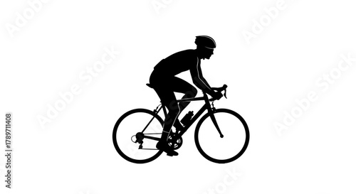 Dynamic silhouette of cyclist racing on road bike, perfect for fitness campaigns, athletic gear ads, or promoting an active lifestyle with speed and energy