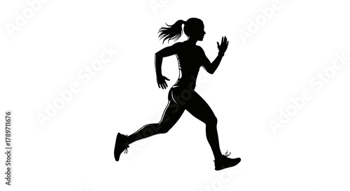 Dynamic female runner silhouette capturing the essence of speed, fitness, and active achievement for your motivational projects