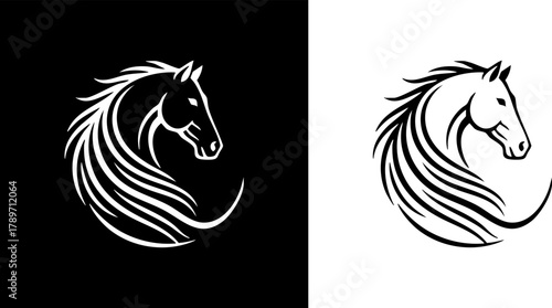 Logo Elegant Horse Head Icon Silhouette Design for Branding and Creative Projects