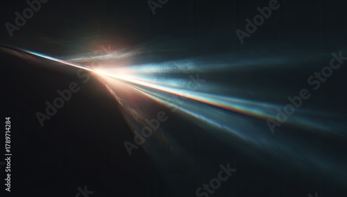 Light streaks radiating from a bright source,  with lens flare effects