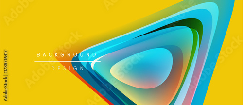 Abstract layers create vibrant design. Yellow backdrop emphasizes flowing shapes, modern aesthetic. Smooth gradients offer visual depth.