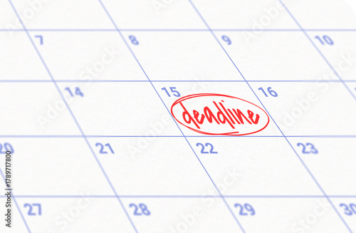 deadline marked on the blue calendar