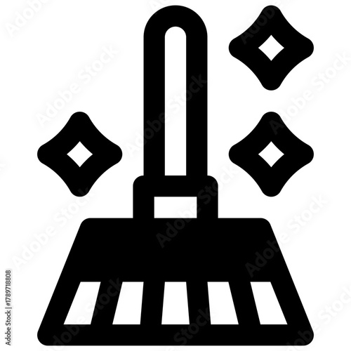 House chores. Outlined stroke vector icon with black-filled details.