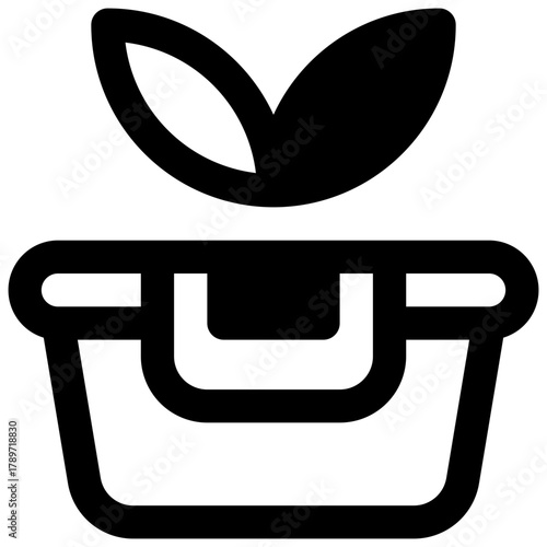 Meal prep. Outlined stroke vector icon with black-filled details.