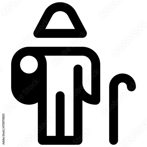 Grandmother. Outlined stroke vector icon with black-filled details.