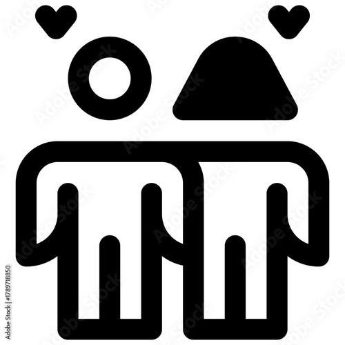 Siblings. Outlined stroke vector icon with black-filled details.