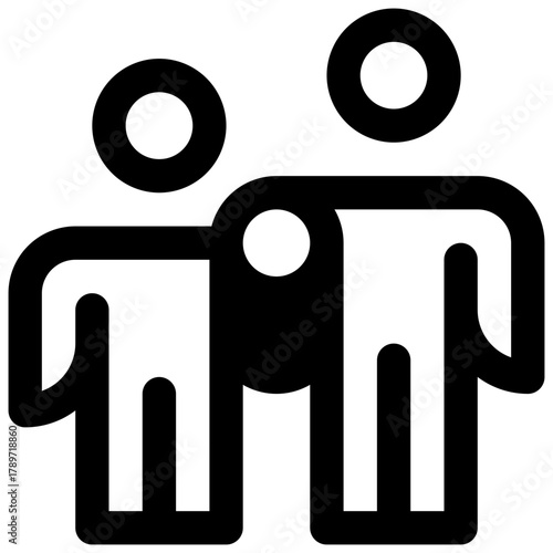 Single father. Outlined stroke vector icon with black-filled details.