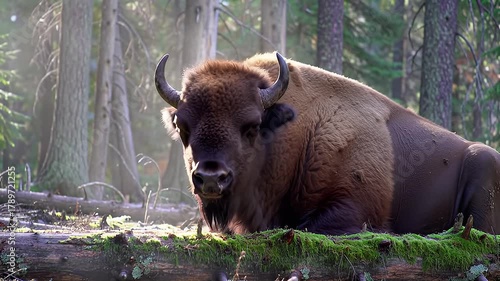Wallpaper Mural Majestic European Bison in Forest. Torontodigital.ca