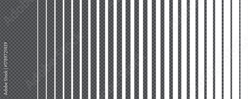 Vertical line and stripe pattern with gradient transition lattice and subtle gradation. Transparent bg emphasizes parallel rhythm in geometric vector layout.