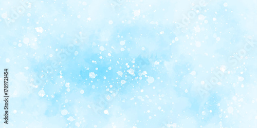 Abstract blue sky watercolor background. light blue bokeh glitter background on blurred texture. watercolor stain with hand paint pattern on blue splash with canvas. beautiful blue sky with cloud.