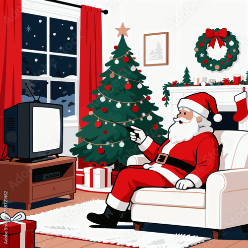 Santa Claus Watching TV