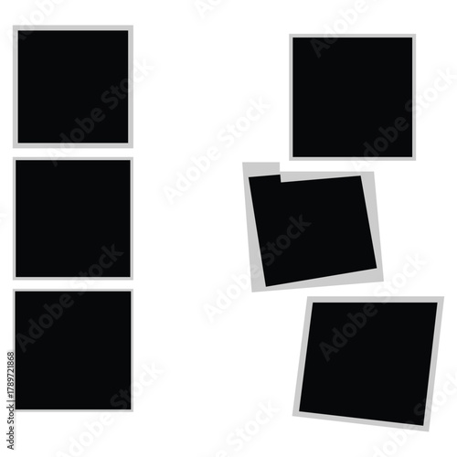 Photo Booth Picture Frame Set – Realistic Blank Photography Template, Retro Instant Snapshot Strips, Empty Vector Mockup Design 