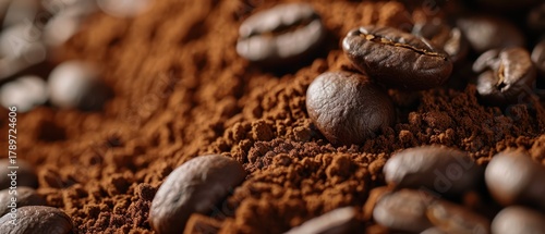 Coffee Beans on Cocoa Powder
