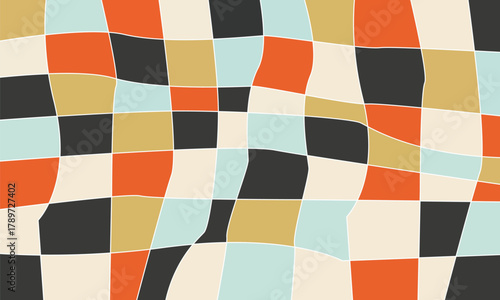 Abstract patchwork illustration, with pencil texture, geometric mosaic motif, Hand sketched Vector Pattern. Retro abstract pattern in geometric style. Abstract geometric pattern.eps10