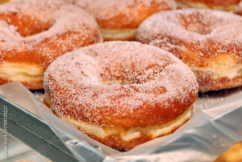 delicious donut with icing sugar