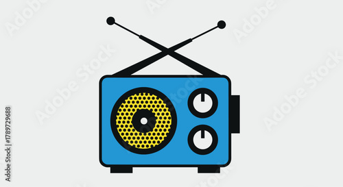 Vibrant retro radio with antennas broadcasting classic tunes for a nostalgic audio experience