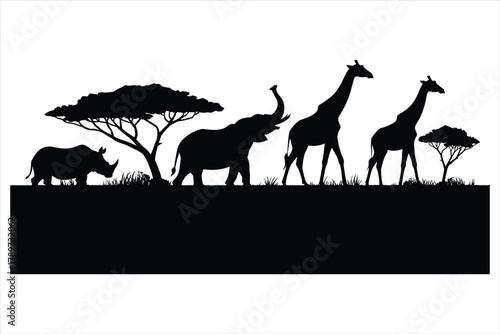 African Animals Savanna Silhouette
