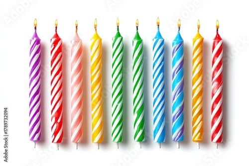 Colorful birthday candles in a row