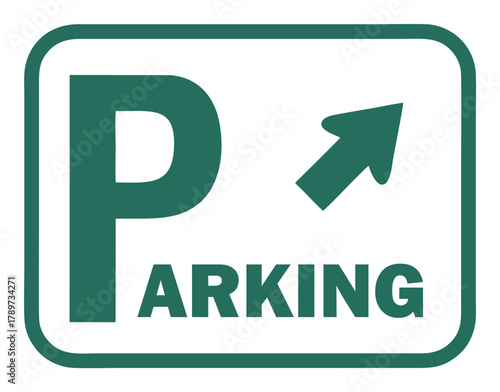 Green Parking Sign Direction Arrow