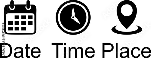 Date Time Place Location Icons