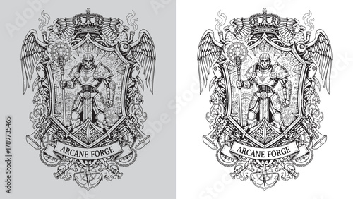 Arcane Forge: Steampunk Robot Skeleton Warrior in Full Plate Armor