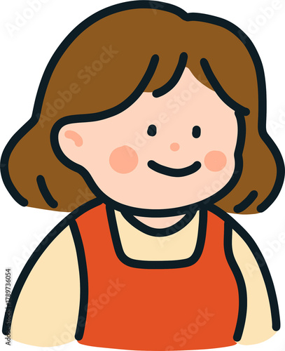Bilde på lerret Smiling girl child character illustration