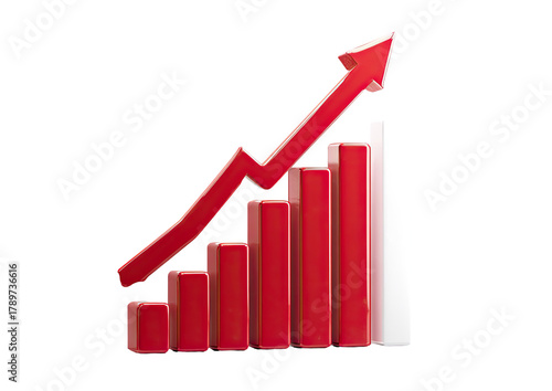 Free Download Red bar graph ascending, with a red arrow pointing up - GFXLoad