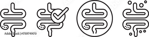 Intestine line icons