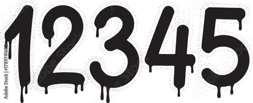 Number: black graffiti drip style digits 12345