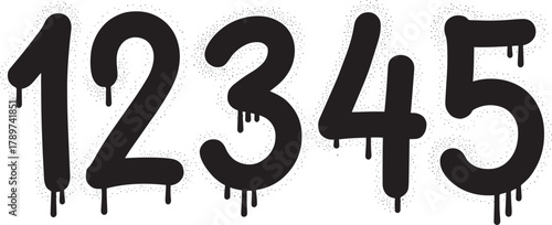 Number set 12345 in drip graffiti style