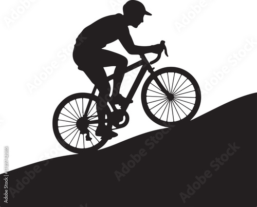 Silhouette icon of a cyclist pedaling uphill