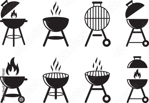 Barbecue grill icon set