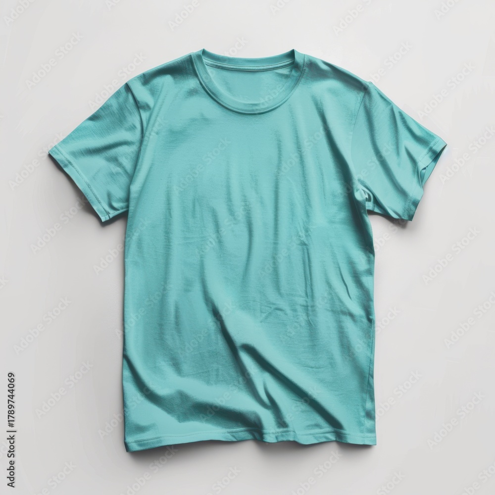 Fototapeta premium A Light Blue T-Shirt on a White Background