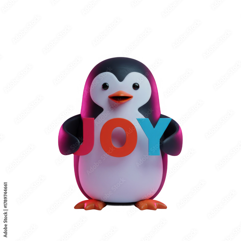 Fototapeta premium Cartoon Penguin Holding Joy Sign with Transparent Background